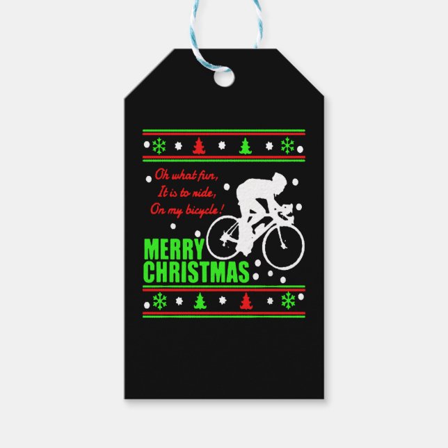 Bicycle Christmas Shirt Gift Tags (Front)