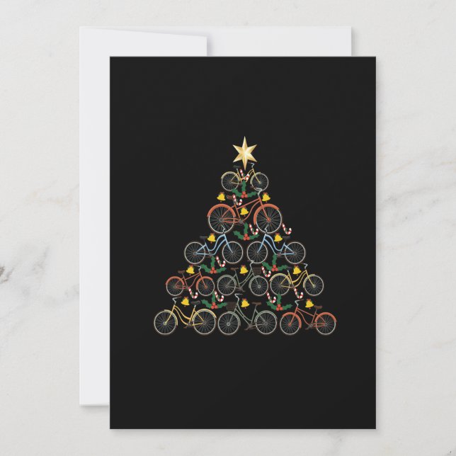 Bicycle Christmas Tree Funny Biker Bicyclist Xmas Invitation (Front)