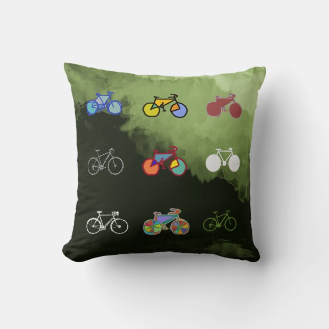 bicycle colour bikes throw pillow (Front)