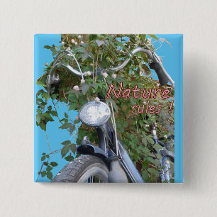 Bicycle covered with Clematis Square Button