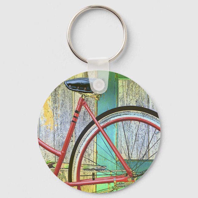 Bicycle Cycle Bicycling Cycling Old Shed Keychain (Front)
