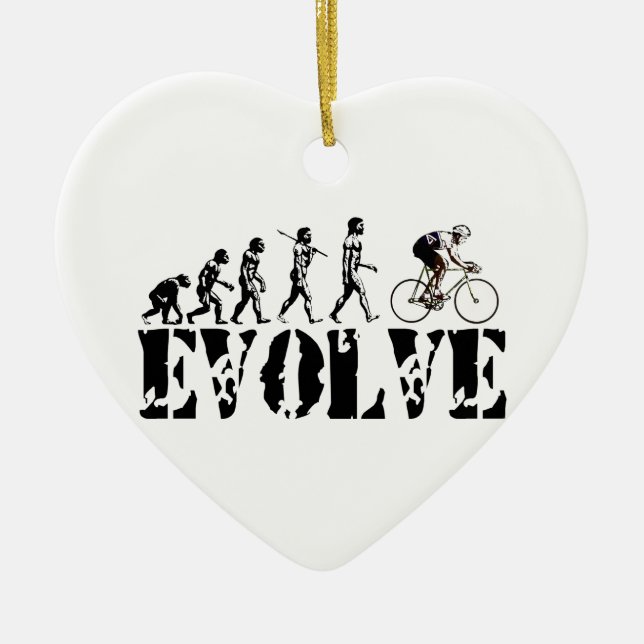 Bicycle Cycling Bike Riding Evolution Sports Art Ceramic Ornament (Front)