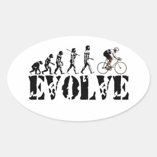 Bicycle Cycling Bike Riding Evolution Sports Art Oval Sticker