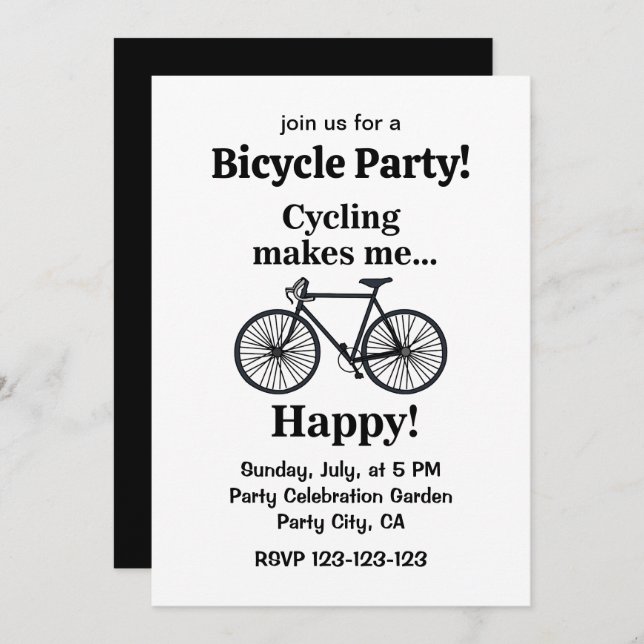 Bicycle Cycling Biking Party Invitation (Front/Back)