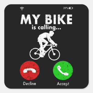 Bicycle Cyclist Funny Gift Present Idea Square Sticker
