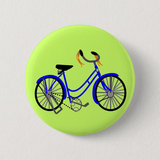 Bicycle Drawing, 1950's Style 2 Inch Round Button (Front)