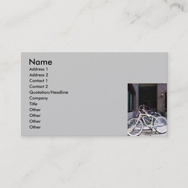 BICYCLE ENTHUSIAST BUSINESS/PERSONAL CARD (Front)