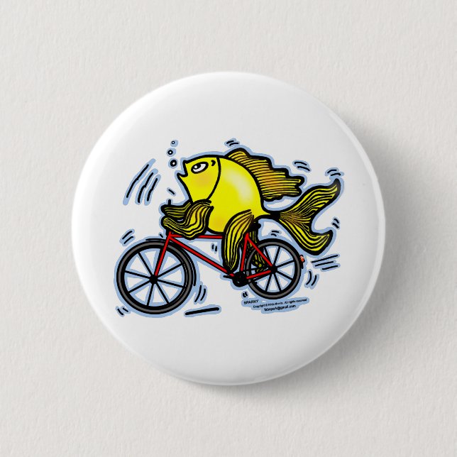 Bicycle Fish (Bike) funny button (Front)