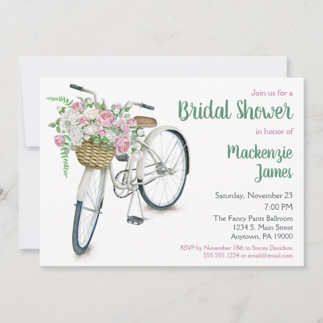 Bicycle Floral Douche nuptiale Invitation (Devant)