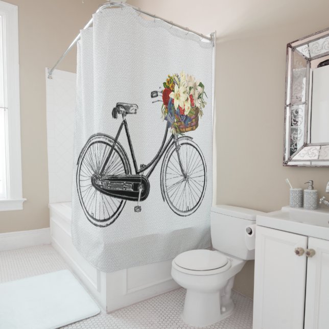 bicycle  flower  bike Shower curtain (In Situ)