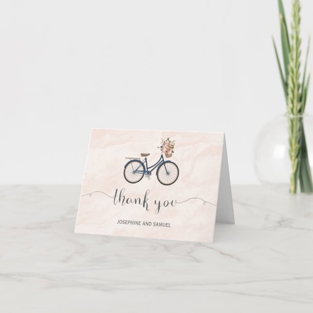 Bicycle Flowers Chalkboard Thank You Card (Front)