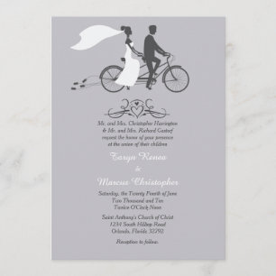 Bicycle For Two 5x7 Wedding Invitation