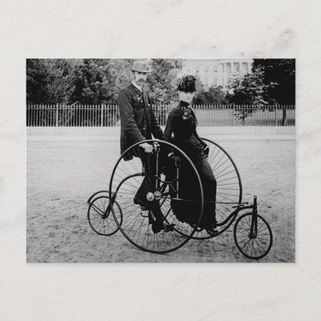 Bicycle for Two at the White House 1886 Postcard (Front)