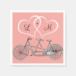 Bicycle for Two Hearts Wedding Personalized Napkin