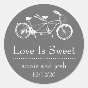 Bicycle For Two Love Is Sweet Labels (Dark Grey)