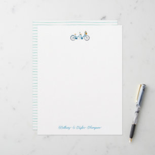 Bicycle for Two Watercolor Tandem Bike & Names Letterhead