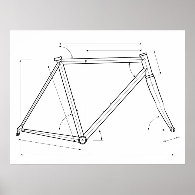 Bicycle Frame Geometry Diagram  Poster (Front)