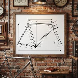 Bicycle Frame Geometry Diagram Poster
