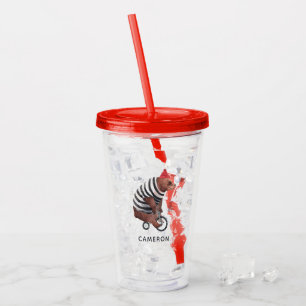 Bicycle Fun Bear Add Your Name Acrylic Tumbler
