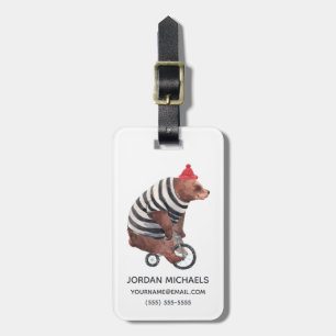 Bicycle Fun Bear   Add Your Name Luggage Tag