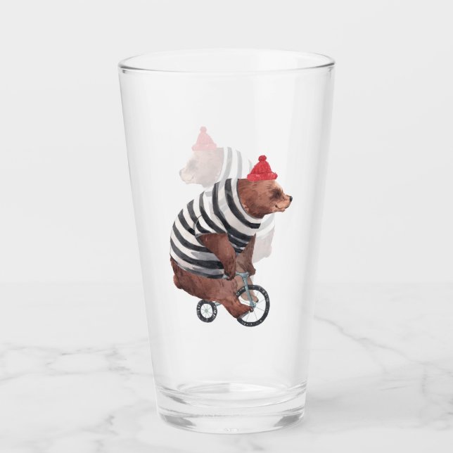 Bicycle Fun Bear Glass (Front)
