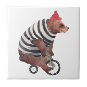 Bicycle Fun Bear Tile