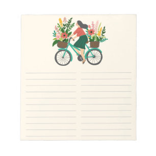 Bicycle Girl Farmers Market Grocery Shopping List Notepad