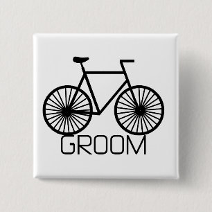 Bicycle Groom Tshirts and Gifts 2 Inch Square Button