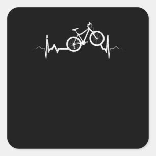 Bicycle Heartbeat Cycling Mountain Bike Square Sticker