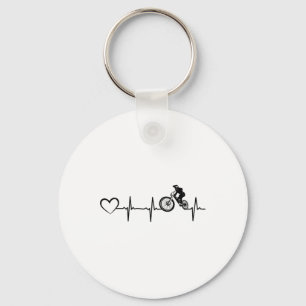Bicycle Heartbeat Cyclist Downhill Cycling Mountai Keychain