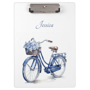 Bicycle in Delft Blue customizable Clipboard