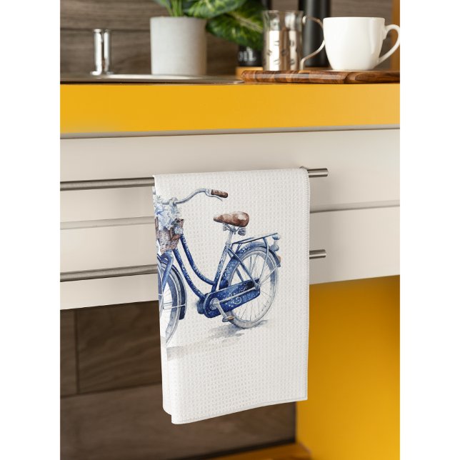Bicycle in Delft Blue customizable Kitchen Towel (Creator Uploaded)