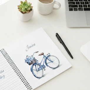 Bicycle in Delft Blue customizable Notebook