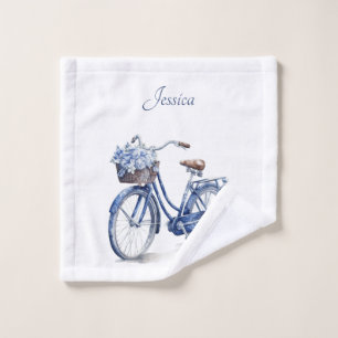 Bicycle in Delft Blue customizable Wash Cloth