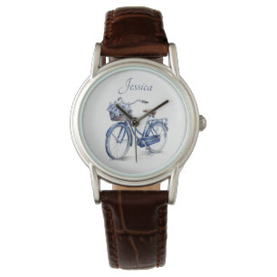 Bicycle in Delft Blue customizable Watch