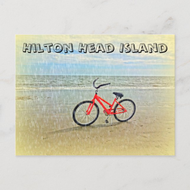 Bicycle in Sun Shower on Hilton Head Island Beach Postcard (Front)