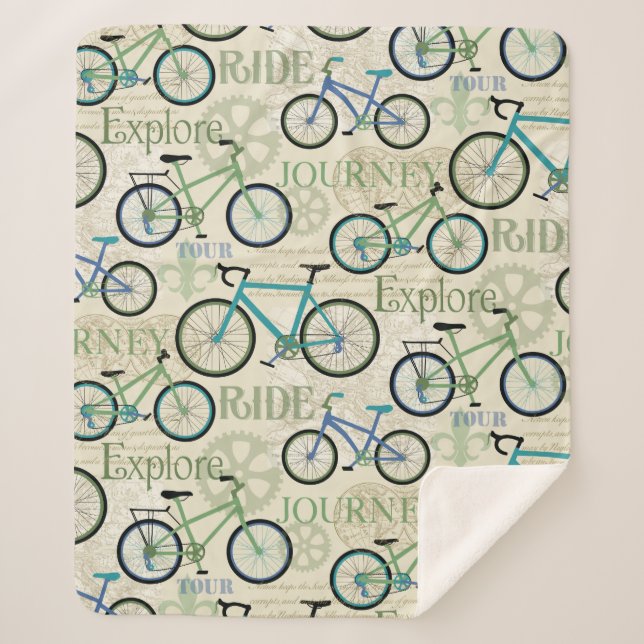 Bicycle Journey Sherpa Blanket (Front)