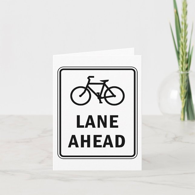 Bicycle Lane Ahead Sign Cycling Road Safety  Card (Creator Uploaded)