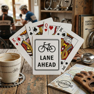 Bicycle Lane Ahead Sign Cycling Road Safety Playing Cards