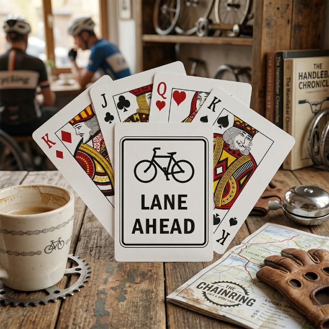 Bicycle Lane Ahead Sign Cycling Road Safety  Playing Cards (Creator Uploaded)