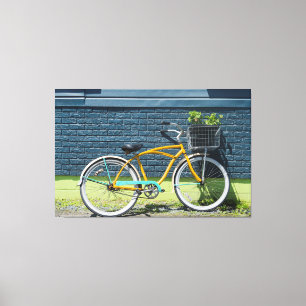 Bicycle Leaning on Wall  Canvas Print