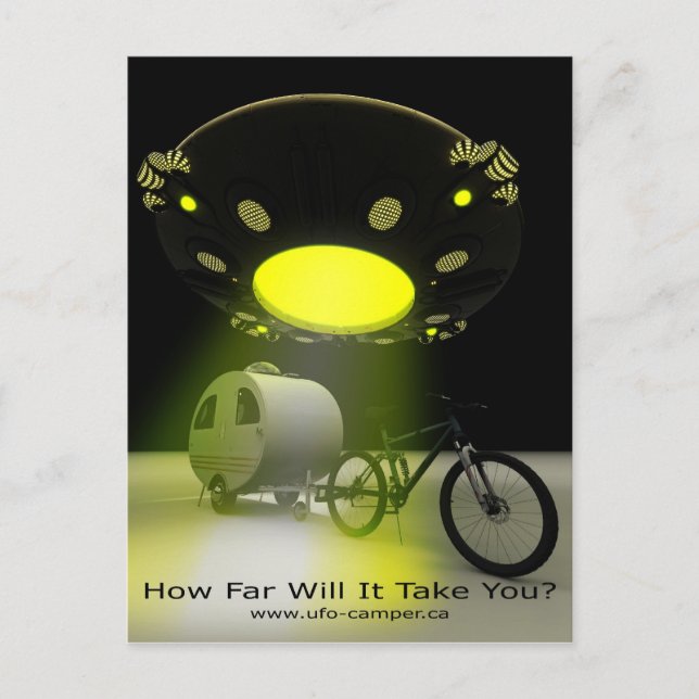 Bicycle Mini Camper Mark II Design UFO Promo 2 Postcard (Front)