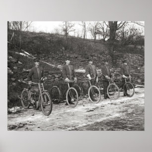 Bicycle & Motorcycle Police, 1915. Vintage Photo Poster