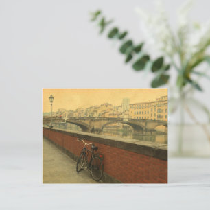bicycle on background Old bridge in Florence Postcard