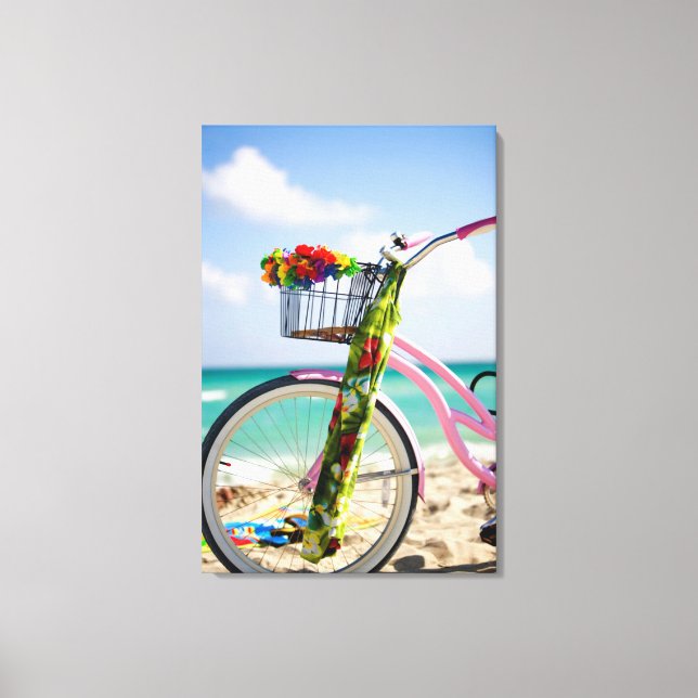 Bicycle On The Beach | Miami, Florida Canvas Print (Front)