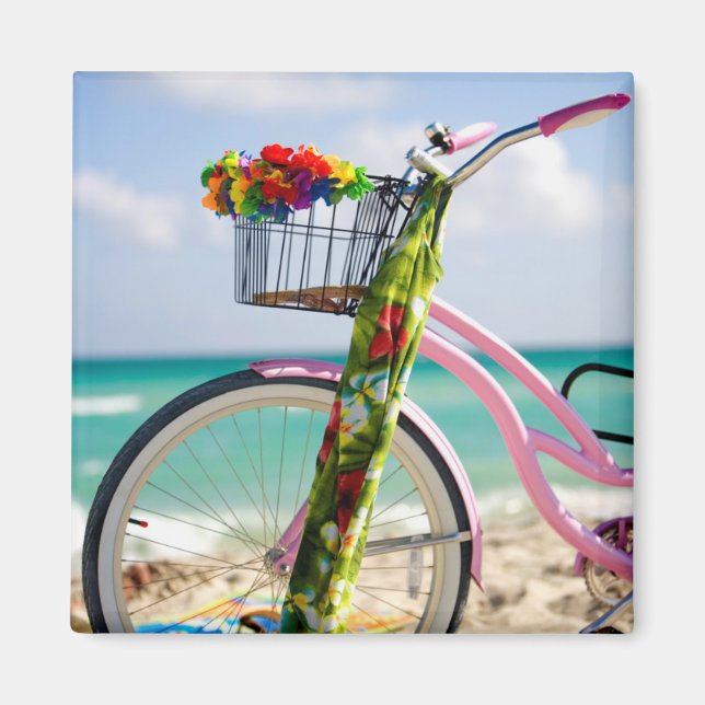 Bicycle On The Beach | Miami, Florida Magnet (Front)