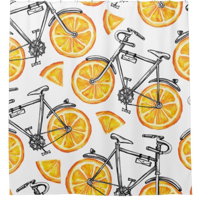 Bicycle Oranges: Watercolor Summer Pattern (Front)