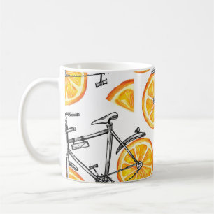 Bicycle Oranges: Watercolor Summer Pattern Coffee Mug