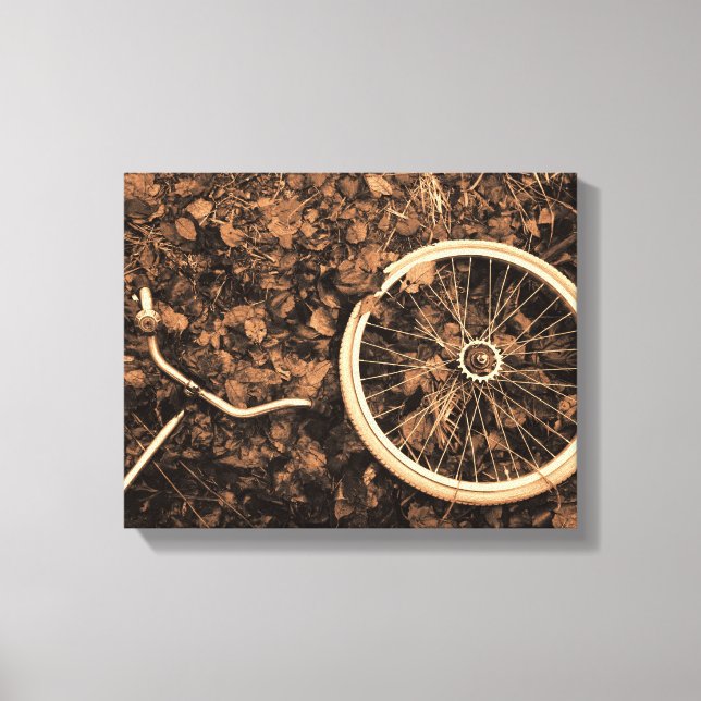 Bicycle parts with autumn leaves canvas print (Front)