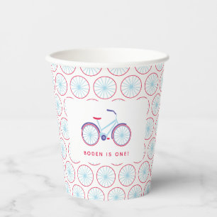 Bicycle Party Red Blue Personalized Party Paper Cups